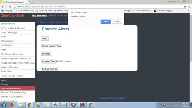 Handle Javascript alerts in selenium webdriver [chercher tech]