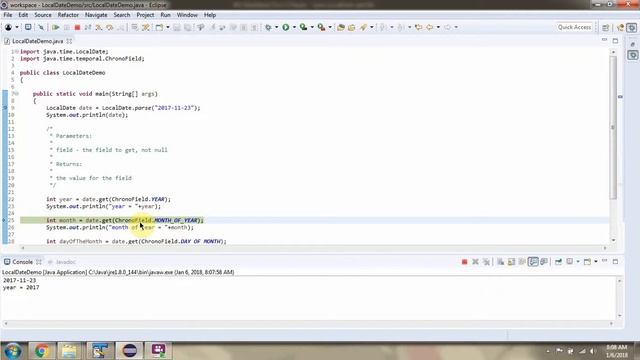 How to use the get method to get month, year and day? | Java 8 LocalDate Class