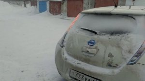 Зима 2018. Лиф в заснеженной Сибири.Nissan Leaf в снегу.