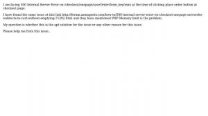 500 Internal Server Error on /checkout/onepage/saveOrder/ redirects to cart without emptying