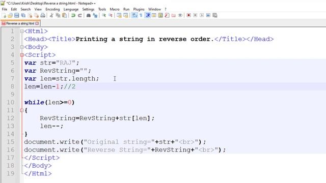 How to reverse a string in JS | reverse a string in js