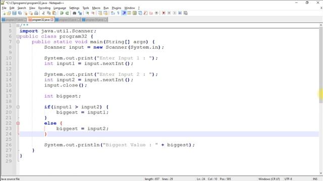 Biggest among Two Numbers | Java Programming | Program 31, 32, 33 and 34