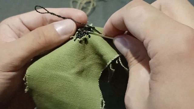 Грубое шитье/штопка технической ткани и рабочей одежды (боцманский шов и две штопки)
