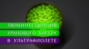 Люминесценция уранового бисера в ультрафиолете (U-238 + UV 365 nm)