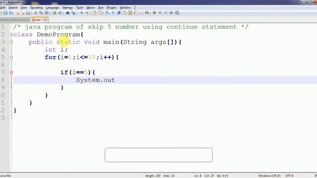 continue statement in java : with Example