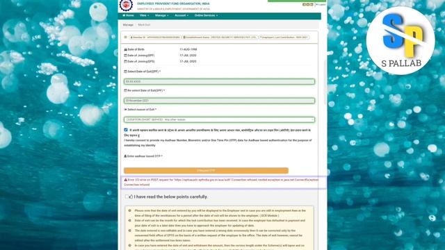 A Error: I/O error on POST request for "https://epfoauadc.epfindia.gov.in/aua/auth" Connection refu