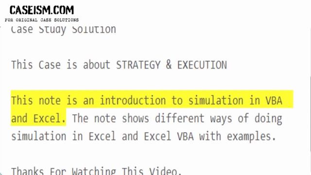 Simulation in Excel and VBA Case Study Help - Caseism.com