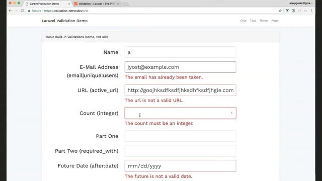 Laravel Form Request Validation