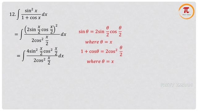 integral (sin^2 x)/(1+cos x) dx смотреть онлайн