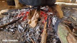 Single mother with little son- Harvest bamboo shoots & papaya flowers to sell at the market