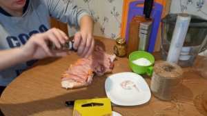 Рулет мясной. Свинина и курица. Рулет из рульки.