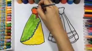 Как рисовать принцессу юбки раскраски для детей Learn Drawing