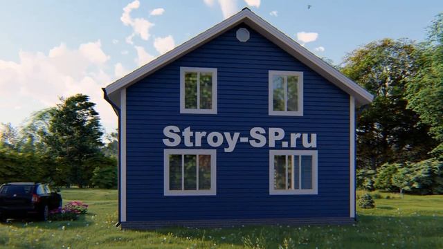 «Питер-2» Дом 8х7 скандинавский двухэтажный каркасный дом с балконом и террасой для ПМЖ ЛЮКС 8 на 7 смотреть онлайн