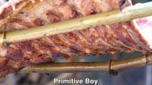 Survival in the rainforest - Cooking pork rib and eating delicious