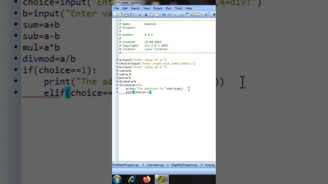 Program to make calculator using Python v2.6.0.0 software #pythonprogramming  #pythonforbegineers