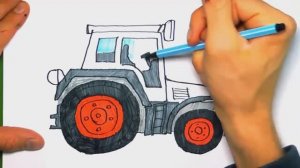 Нарисуй и раскрась Трактор и автомат жвачек! \\ Рисование для мальчиков! Давайте рисовать  вместе!