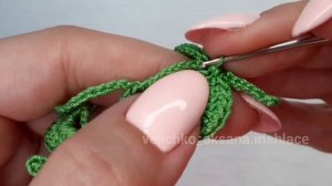 Веточка с цветами МОТИВ крючком МАСТЕР-КЛАСС по вязанию мотива для ирландского кружева Crochet moti