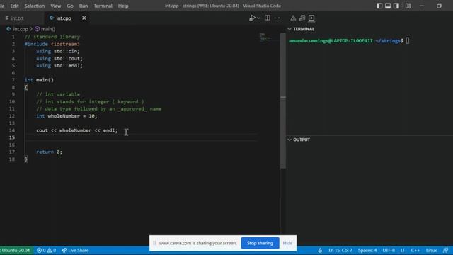 How to create a variable in C++ using an int ( aka integer ). Learn to code C++ in VS code for free смотреть онлайн