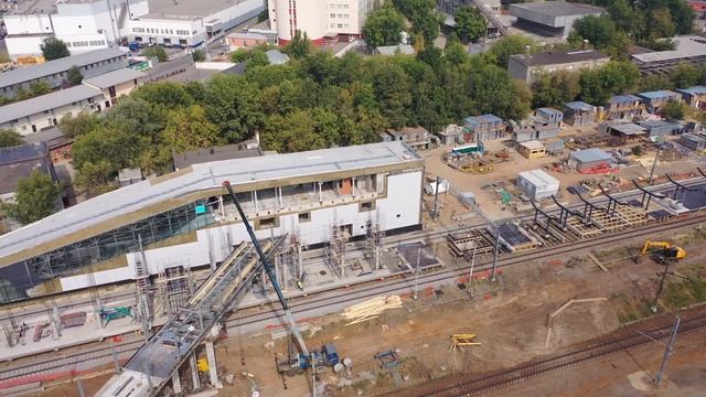 Строительство ТПУ "Марьина Роща" МЦД-2 и МЦД-4 (4К, август 2022) смотреть онлайн