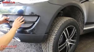 Защита радиатора VOLKSWAGEN TOUAREG I рестайлинг 2007-2010г.в. (Хром) - strelka11.ru