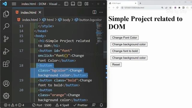 JavaScript Project using DOM API methods - 18 || JavaScript Tutorial for Beginners  - 88