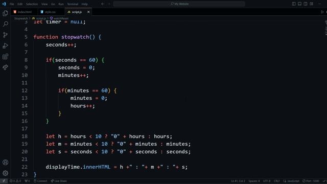 Stopwatch Using HTML, CSS & JS