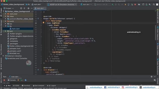 Flutter : Video background on login screen | Added Subtitles | flutter coding