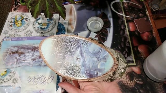 DIY Новогодний декор / Декупаж на спиле берёзы/ Новый год 2023 / ДЕКОР БЕЗ ЗАТРАТ / Christmas decor