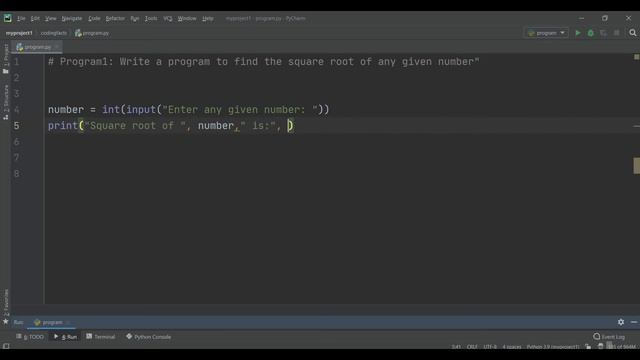 Find Square Root of Number | Solutions For Python 100 Exercises | Program3 | CodingFacts