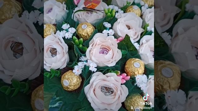 konkretlərdən gül buketi, цветочный букет с конфетами смотреть онлайн