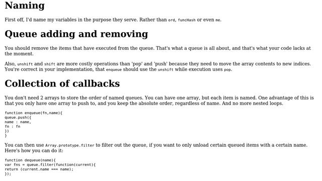 Code Review: Sequential function call in JavaScript (2 Solutions!!)