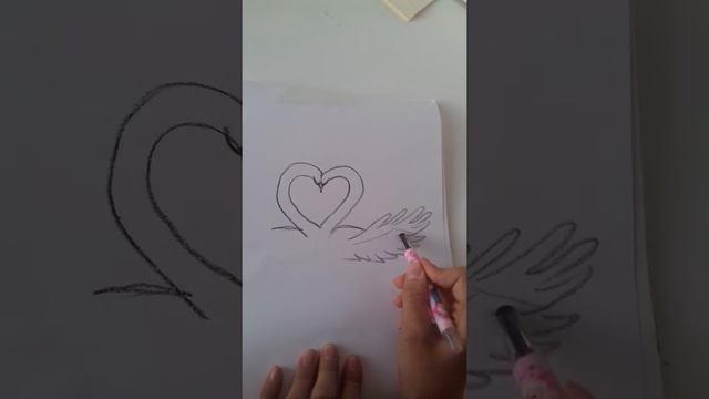 САМЫЙ ЛЁГКИЙ ОБРАЗ.Рисуем лебедей сердечком. смотреть онлайн