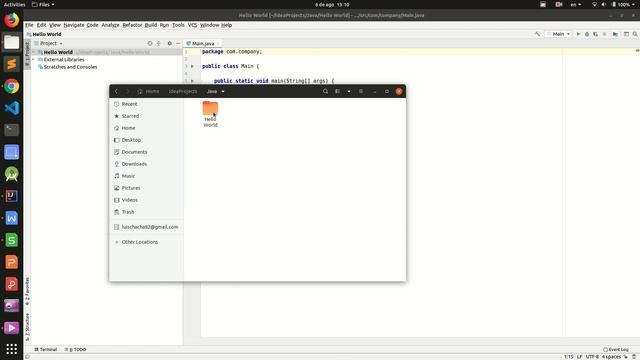 Java - Hello World con ItelliJ IDEA - Desde Ubuntu 19 смотреть онлайн