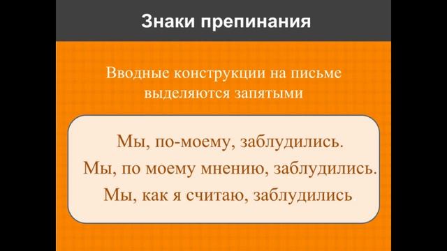 Вводные конструкции и знаки препинания при них