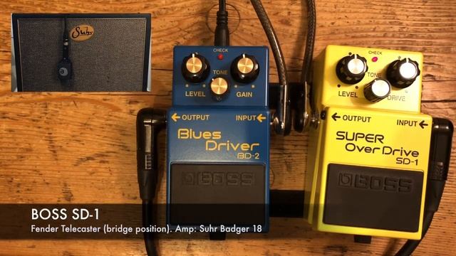 Boss BD-2 vs Boss SD-1 (Fender Telecaster on Suhr Badger 18) Blues Driver vs Super Overdrive смотреть онлайн