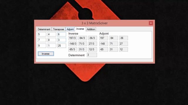 3X3 Matrix Solver in C# Windows Form смотреть онлайн