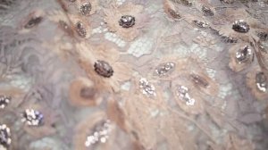 Стильное кружево пыльная роза с 3D вышивкой пайетками цветы (6879)