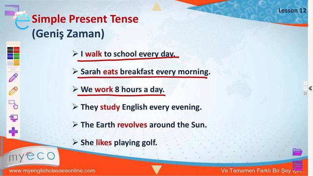 Elementary Lesson 12: Simple Present Tense┃MyECO