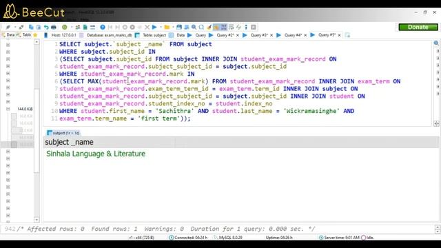 Explain how to use MAX SQL Functions and INNER JOIN use the data in the Database Tables.