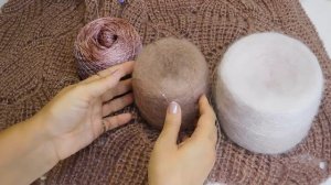 Шикарный кардиган из мохера с пайетками/Свитер имитацией энтерлака/Вязальные процессы/Планы/Пряжа