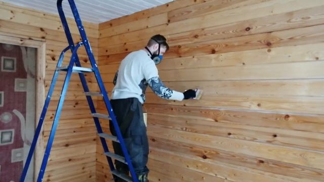 Покраска комнаты в доме из бруса бесцветным АКВАТЕКСОМ!