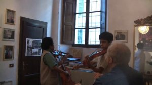 Dr. Subramaniam and Ambi in Cremona Violin Shop - Private Moments