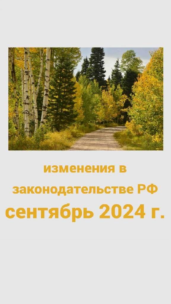 Изменения в законодательстве РФ в сентябре 2024 г.