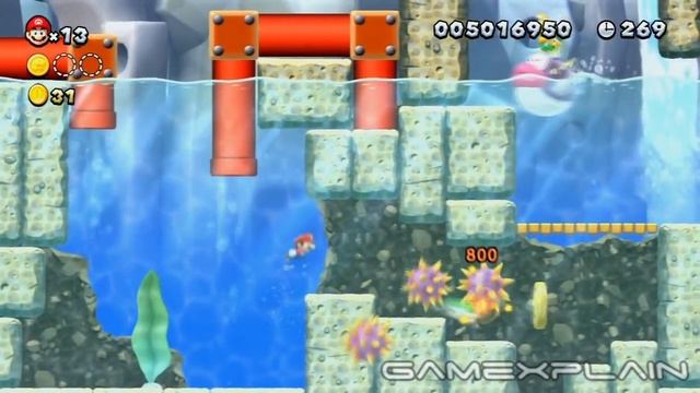 New Super Mario Bros. U - Rock-Candy Mines-2 Porcupuffer Falls Star Coins Guide & Walkthrough смотреть онлайн