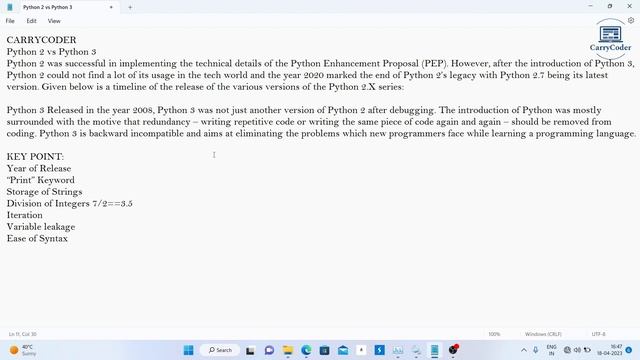 03_Python 2 vs Python 3 || Complete Python Course By CarryCoder || Hindi ||