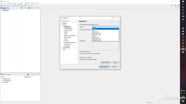 How to change dbeaver theme to Dark mode on Windows