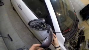 Как снять наружный пластик зеркала заднего вида Kia Rio 2011-2017год