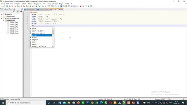 MEMBUAT TAG LIST DI PEMROGRAMAN PHP || PENOMORAN (ORDERED LIST)