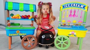 Diana playing with Ice Cream toys - a fun story for kids about twins