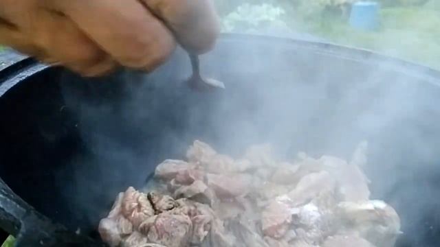 СОЛЯНКА жареная с мясом ЛОСЯ в казане на костре